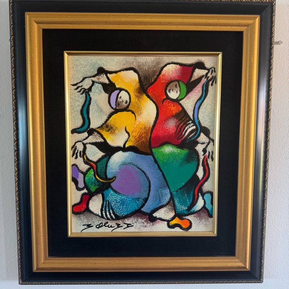 "Afternoon Melody" by Israeli artist David Schluss 1999 serigraph signed framed
